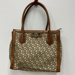 DKNY Tilly Leather And Fabric Medium Zip Tote Handbag